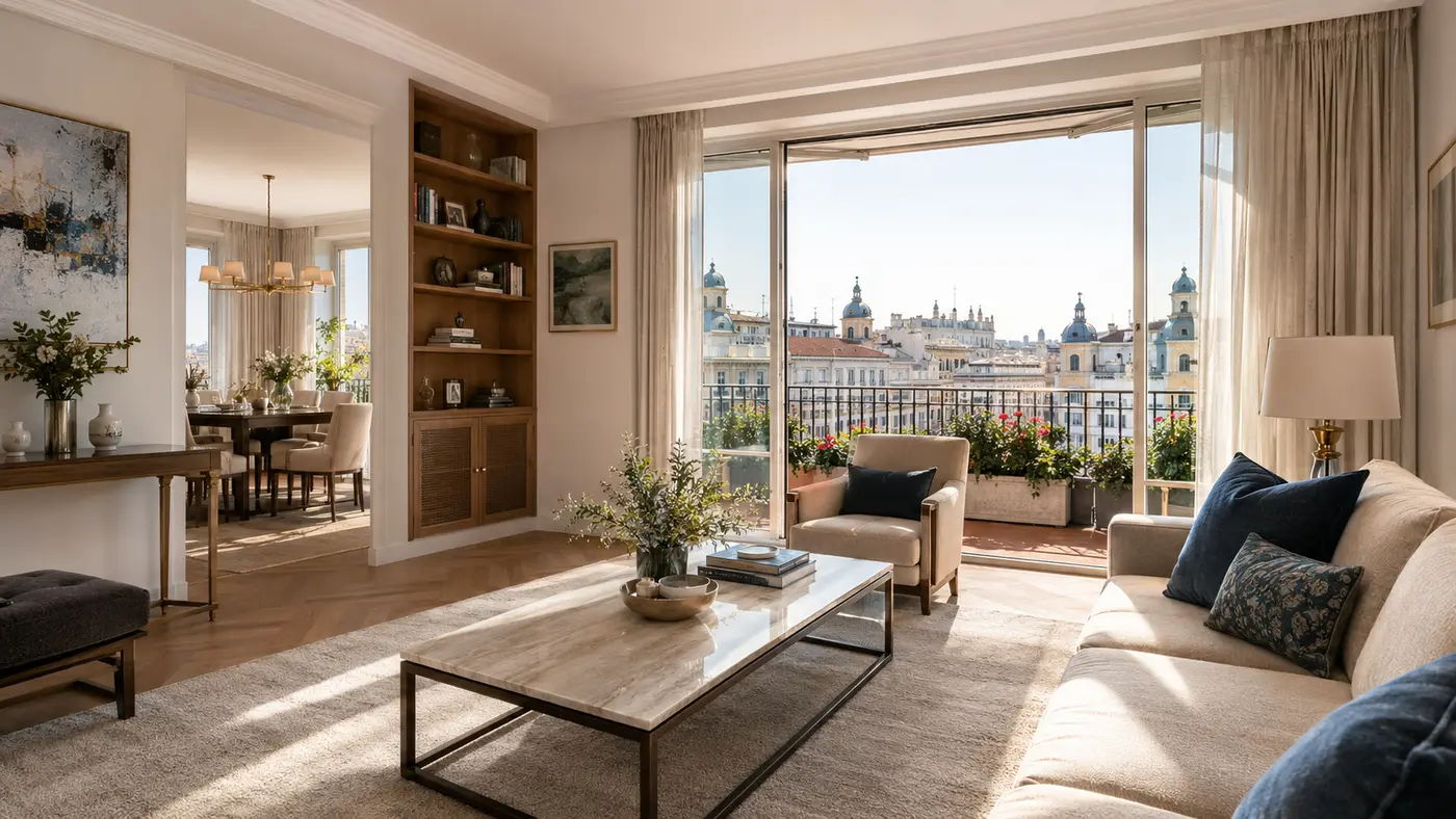 Interior de vivienda moderna en venta en Madrid
